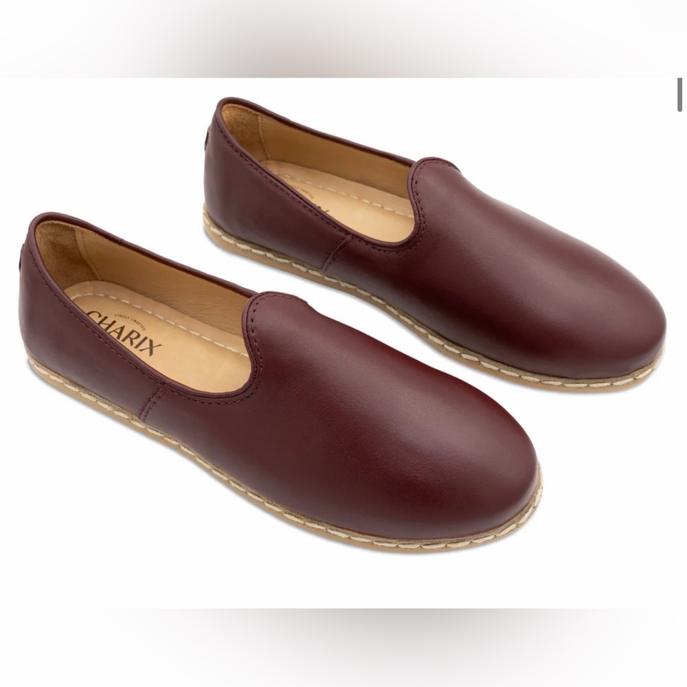 NEW Charix Bordeaux- Brown  Leather Slip-On Espadrille size 39